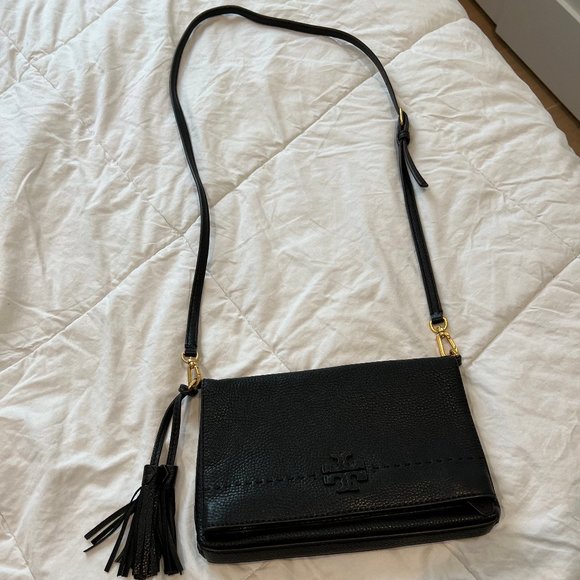 Tory Burch Handbags - Tory Burch Black Foldover Shoulder Bag